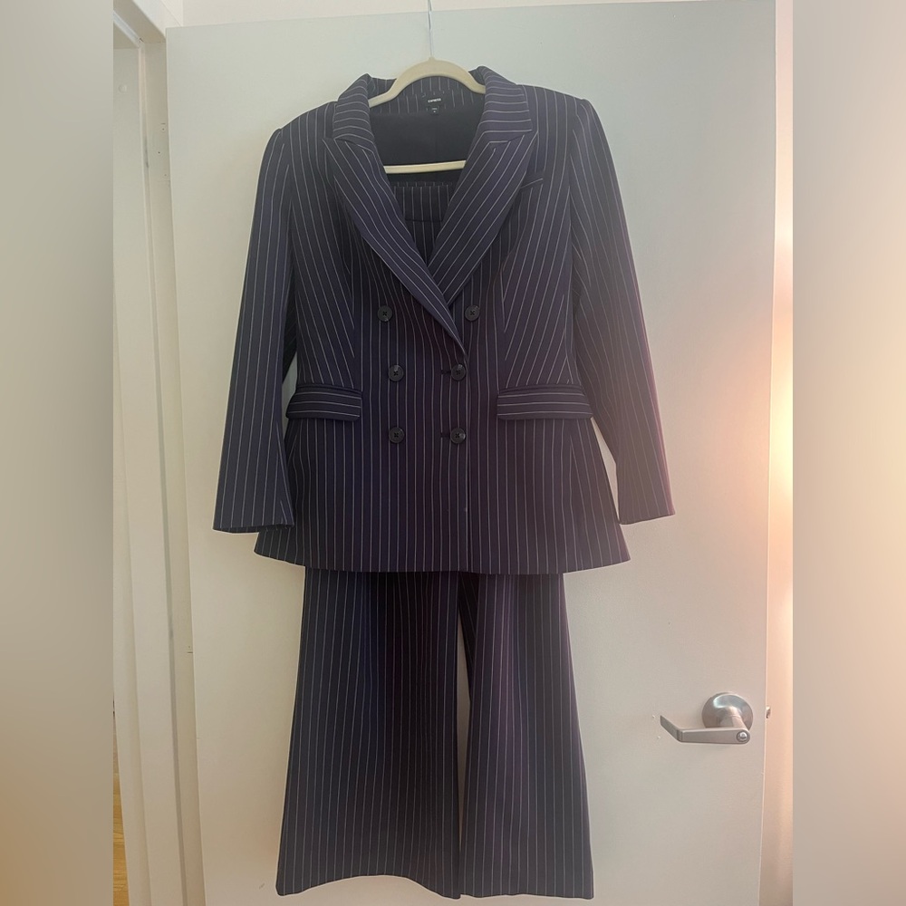Navy Pinstripe Suit Set
